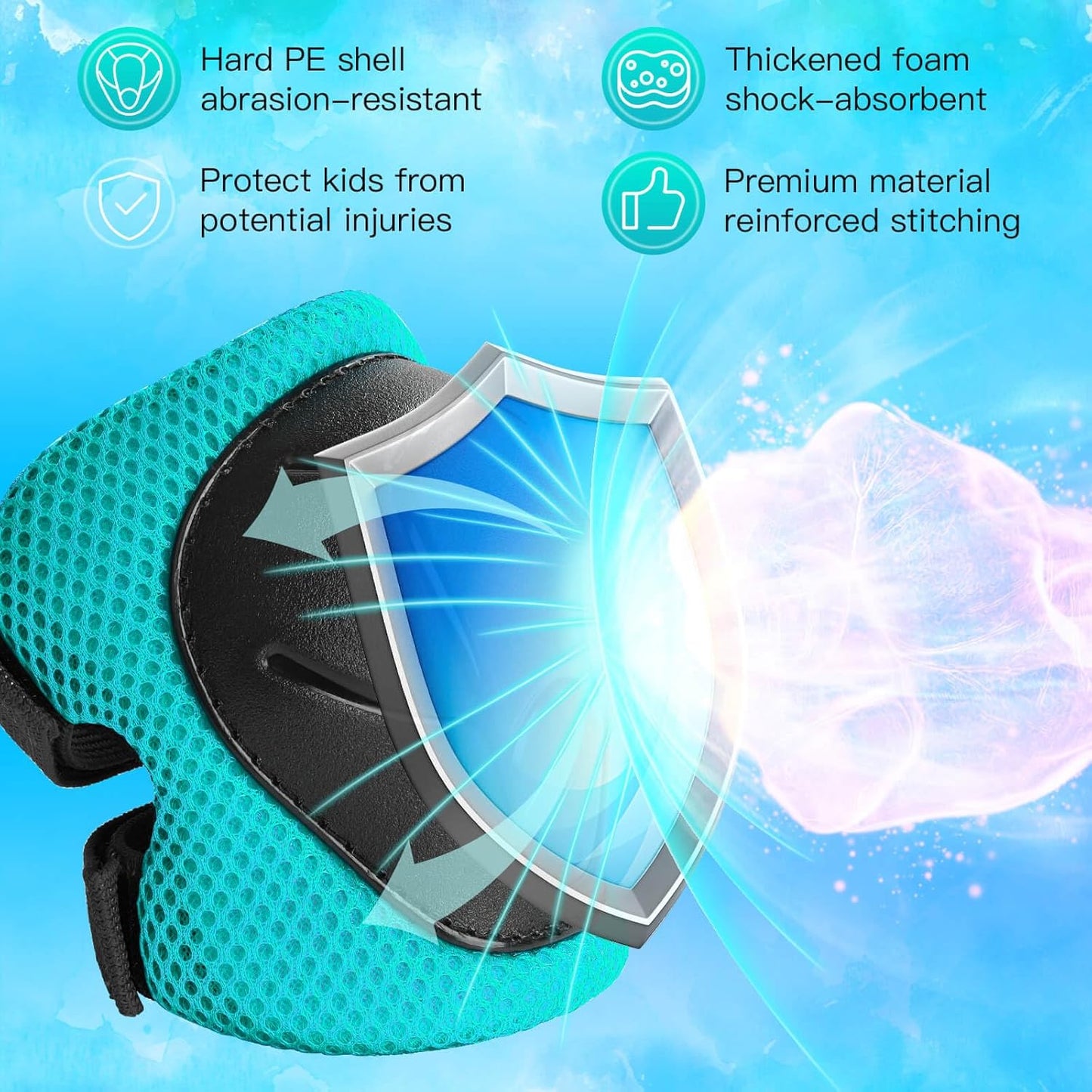 Wemfg Kids Protective Gear Set - 3-in-1 Knee, Elbow Pads & Wrist Guards for Ages 3-14 | Ideal for Skating, Cycling & Scootering