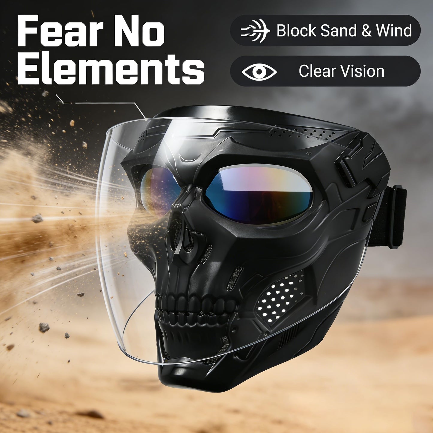 Airsoft Mask Full Face with HD Goggle Skull Skeleton Paintball Mask for Halloween Cosplay Paintball Game Props Party Tactical Mask