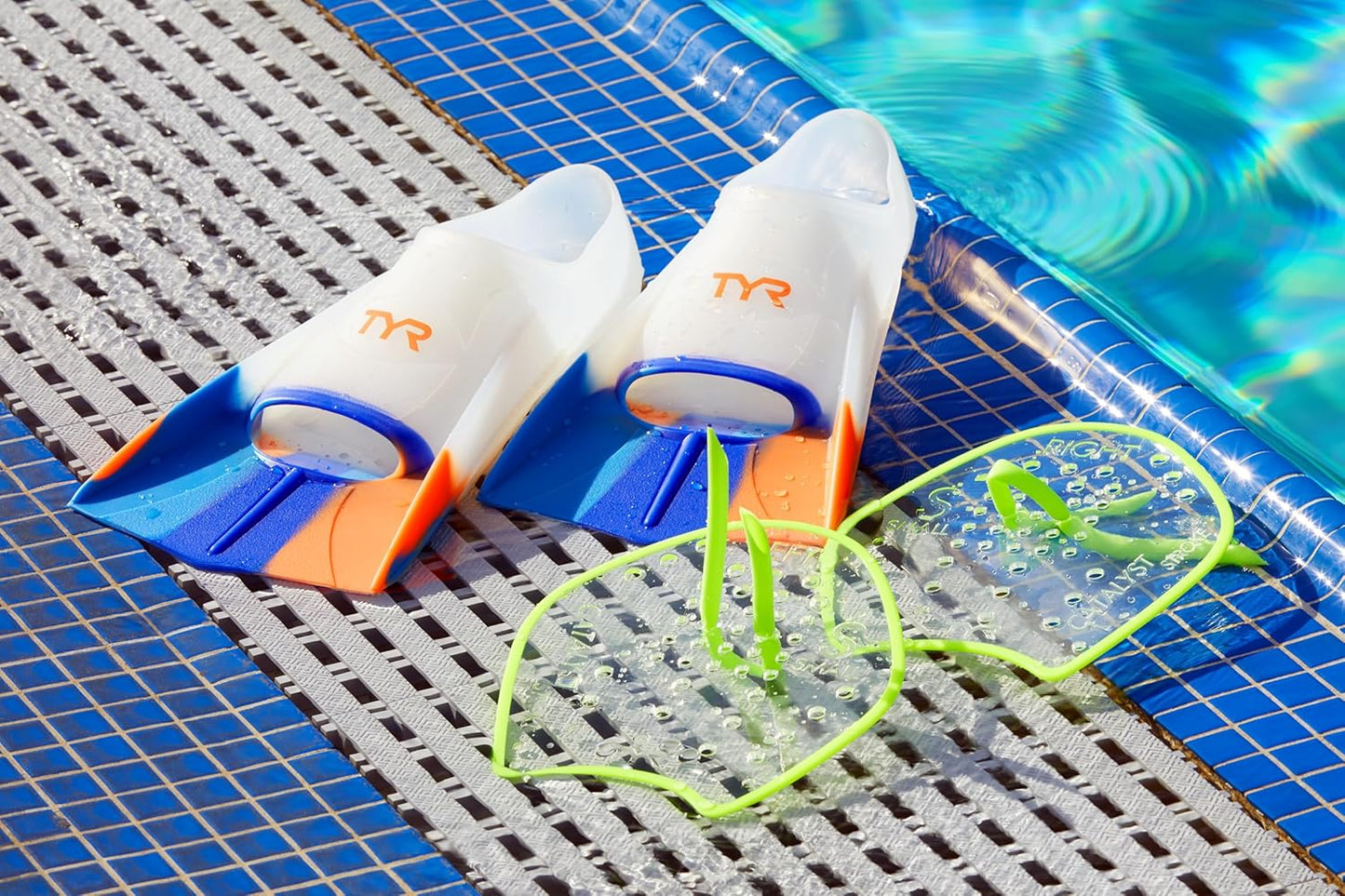 TYR Catalyst Stroke Swim Paddles - Durable Adult Swim Training Fins for Strength & Technique