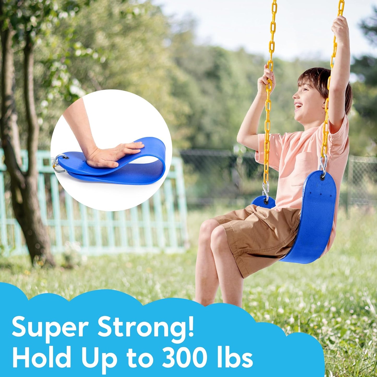 TURFEE Outdoor Swing Set Replacement Seat - Heavy Duty Chains Included | Kids' Playground Accessory (Blue)