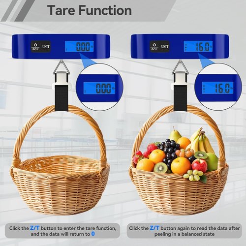 Dr.meter Luggage Scale - Digital Weight Scale with Backlight LCD Display | 110lb Capacity, Blue