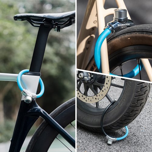 ROCKBROS Anti-Theft Bike Cable Lock, Black, Portable, Key Lock, Rustproof