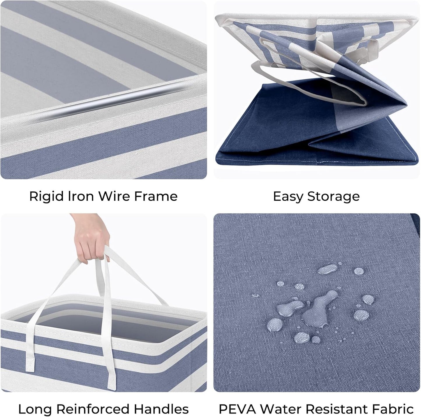 Waterproof 100L Laundry Basket Set - Collapsible Freestanding Hamper with Extended Handles - 2-Pack Gradient Grey for Clothes & Toys
