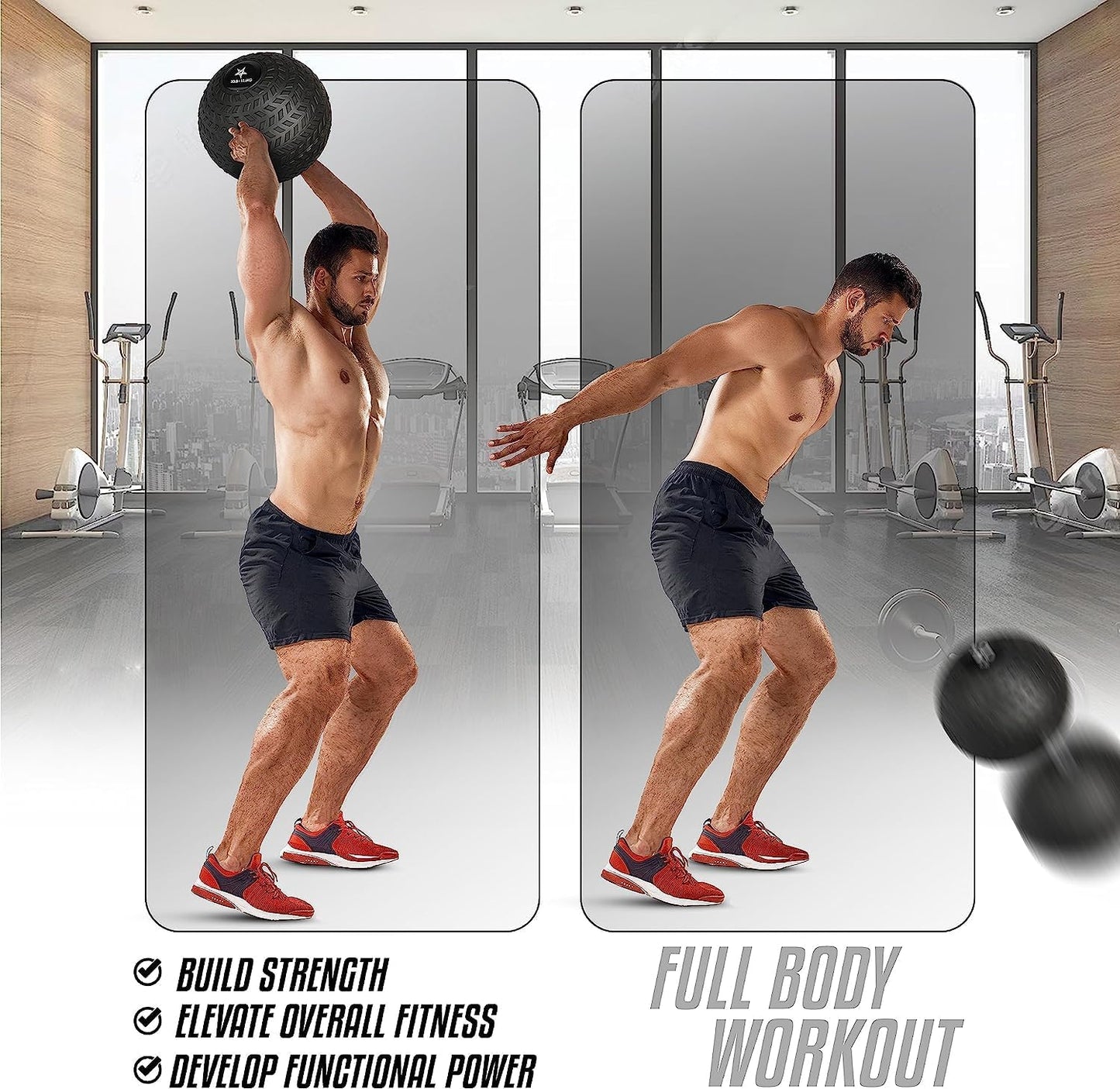 Yes4All Slam Balls - Durable 25lb Weighted Ball for Strength Training | Black PVC Sand-Filled Design