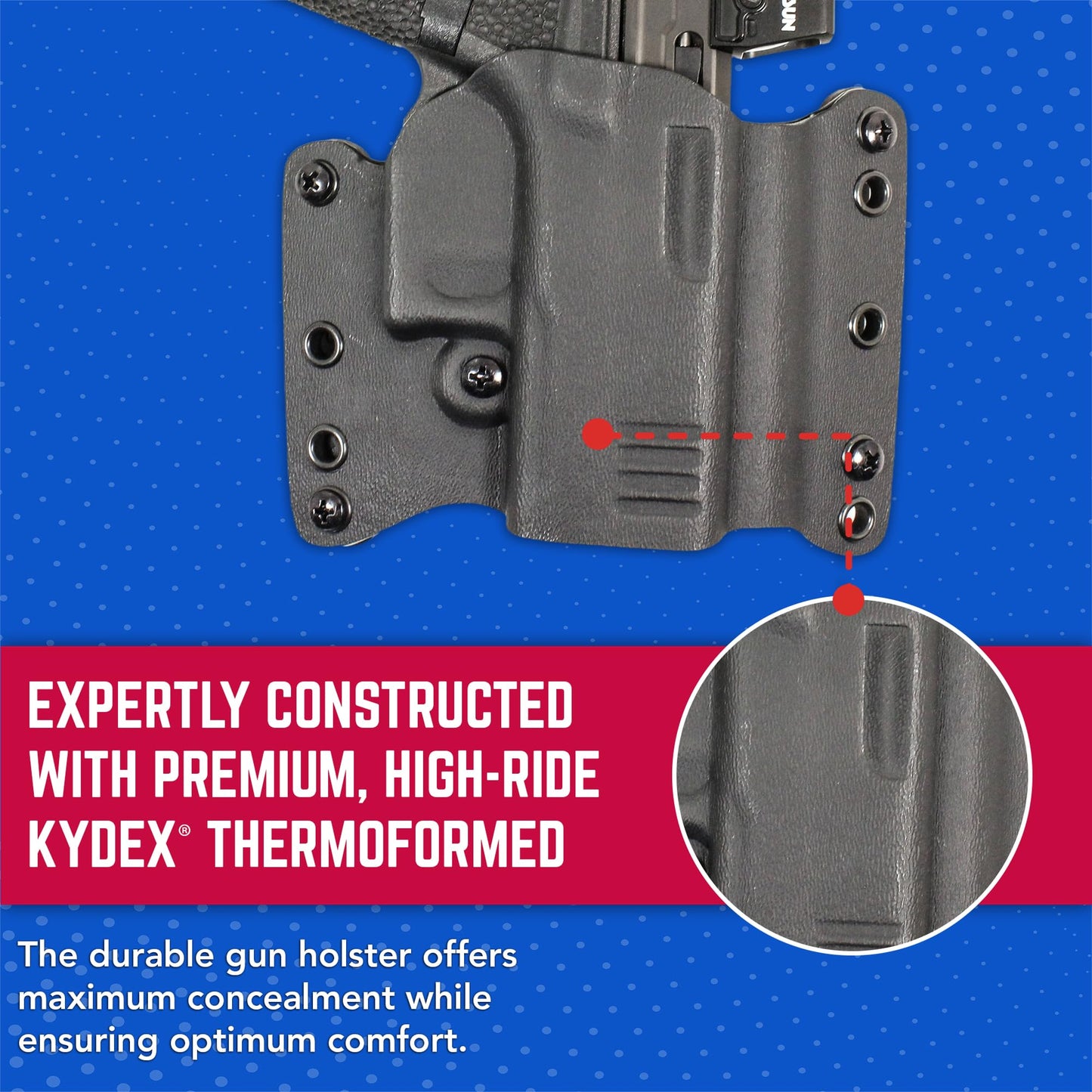 DeSantis Raptor 2.0 OWB Holster - Lightweight Compact Holster OWB, Compatible with Glock 43, 43X, 43X MOS, 48, 48 MOS with or Without Red Dot Sight - Right Hand Draw, Black