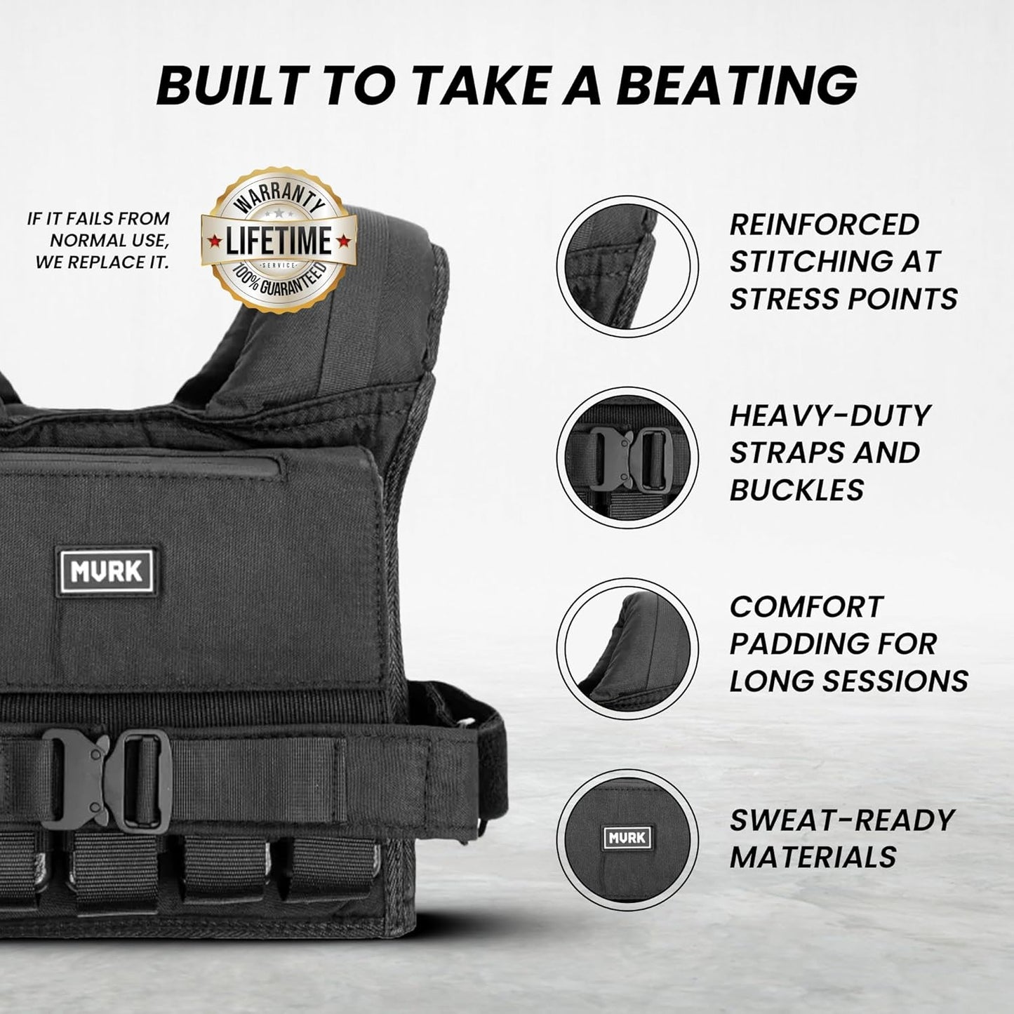 MVRK Weighted Vest for Men - Adjustable 15-100lbs Heavy Duty Rucking & Strength Training Gear