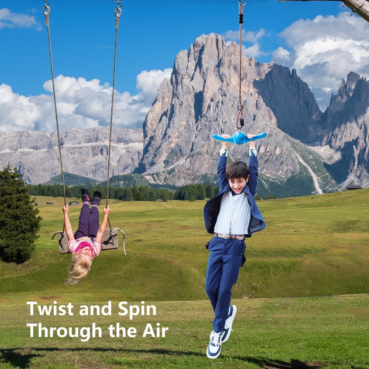 Ninja-Twister Swing Set - 360° Handle Twist for Kids | Adjustable Slackline Attachments for Outdoor Fun