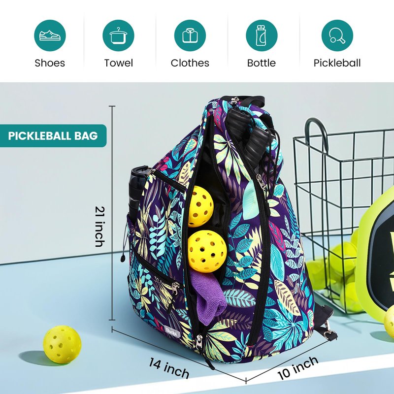 Sucipi Pickleball Bag - Men's -Women's Pickleball Backpack, Adjustable Sling Bag w/Fence Hook/Large Capacity/Safety Pocket-Pink