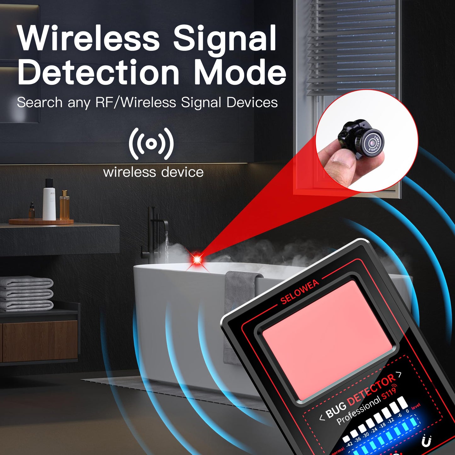 Portable Hidden Camera Detector, Spy Camera Finder, RF Signal Bug Sweeper & GPS Tracker Detector for Home, Office, Hotel & Travel – Anti-Spy Security Scanner