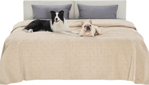 Bedsure Waterproof Dog Bed Cover - Washable Cozy Blanket for King Bed & Sofa, Sandy Tan, 82x120 IN