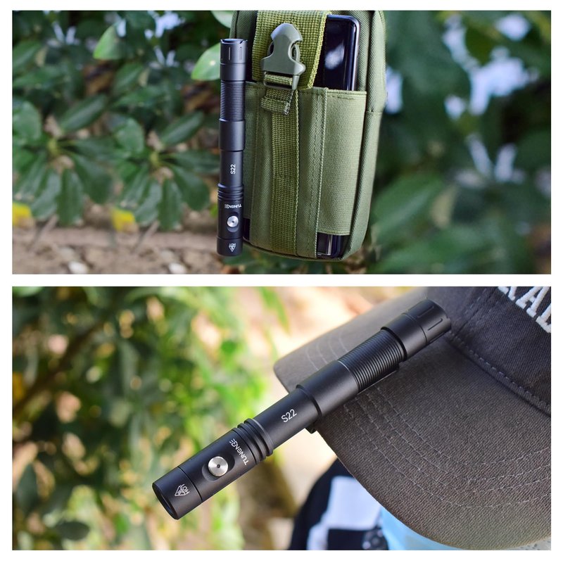 TUNENGE S22 1200 Lumens EDC Tactical Flashlight, Rechargeable 2AA Pen Light with COB Side Light & 365nm UV, 11 Modes, Magnetic Tail, Dual Switch for Camping,Home, Emergency