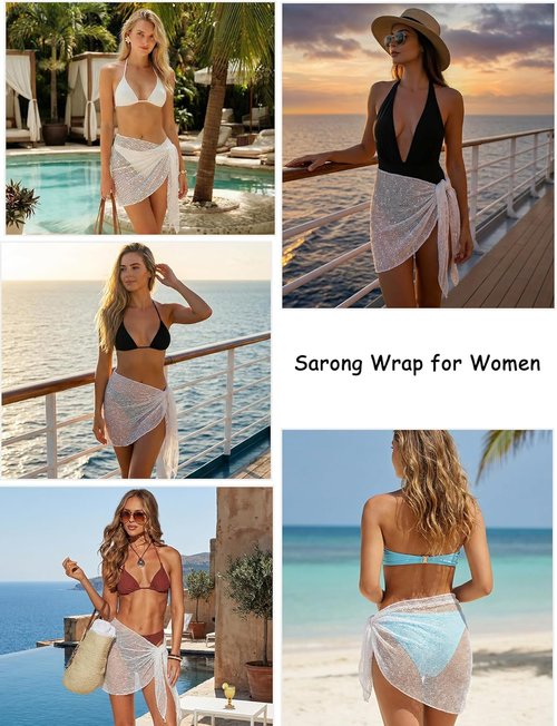 Ekouaer Sarong Wraps - Stylish Beach Cover-Up for Women | Crochet Bikini Swimsuit Skirt S-XXL