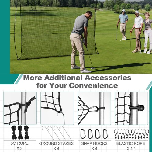 Yardnet Golf Net for Backyard Driving Outdoor Indoor Sports Netting 10 x 10 Ft/15Ft/20 Ft/25 Ft/ 15 x 15 Ft/20 Ft Heavy Duty Net for Baseball Soccer Hockey Practice Impact Screen (10x25 ft)