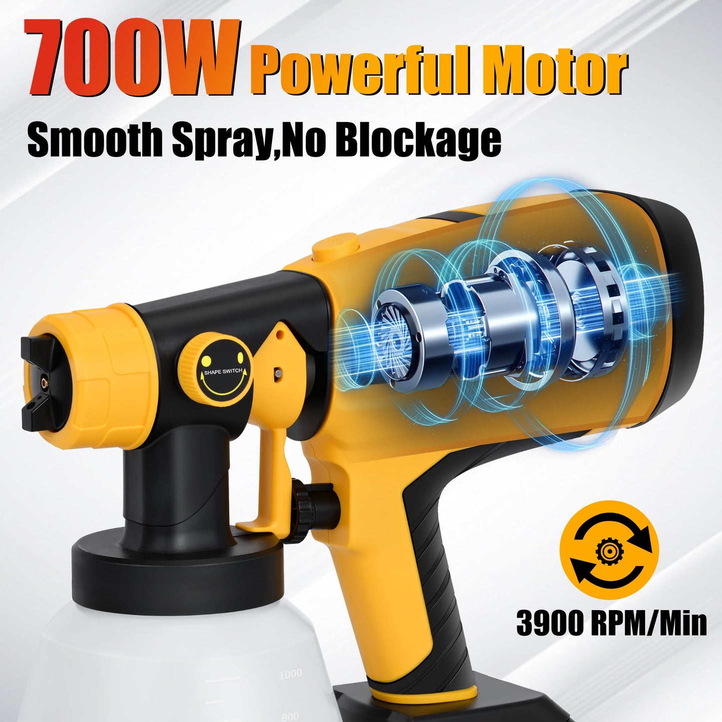 Paint Sprayer with Battery and Charge, 2 X 4.0mah 21v Battery,Cordless Paint Sprayer with 1000ml Large Container, 1.0mm & 2.5mm Nozzles,Electric Spray Paint Gun for House Painting Furniture