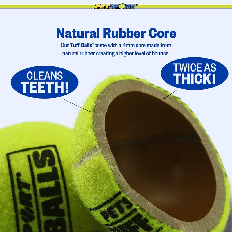 PetSport Tuff Ball - Medium Tennis Balls for Dogs, Great for Boredom & Aggressive Chewers, Dog Toy, Medium Tennis Balls for All Dogs, Certified Non-Toxic, Won't Wear Down Teeth - 2.5" (3 Pack)