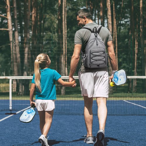 G4Free Pickleball Bag, Men's and Women's Pickleball Backpack, Adjustable Crossbody Sling Bag, Lightweight Ball Paddle Backpack,Light Grey