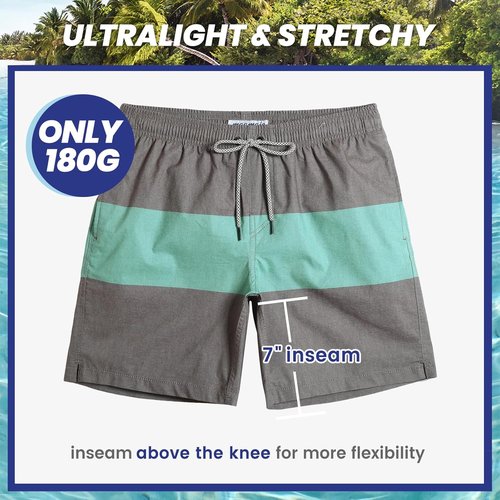 Maamgic Men's 7-Inch Stretch Swim Trunks - Quick Dry Mesh Lining Bathing Suits