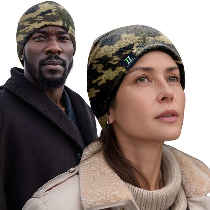Temple Tape Tactical Fleece Watch Cap Beanie – Skull Cap Fleece Hat - Camouflage - One Size (Fits Most Heads)