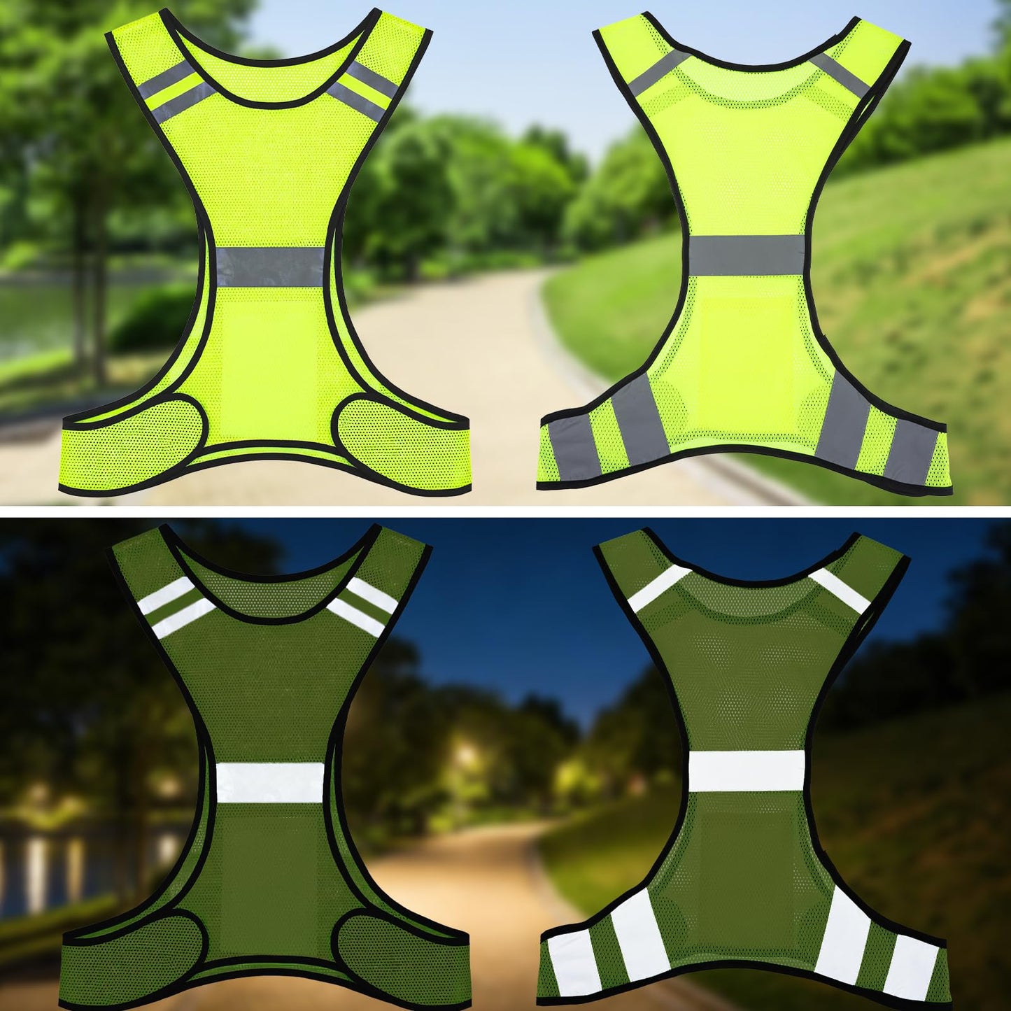 Ymapinc Lightweight Yellow Night Running Vest, Safety Reflective Vest for Walking, High Visibility Gear with Large Pocket, for Men Women, Ideal for Cycling, Running/Walking/Biking Gear for Night Use