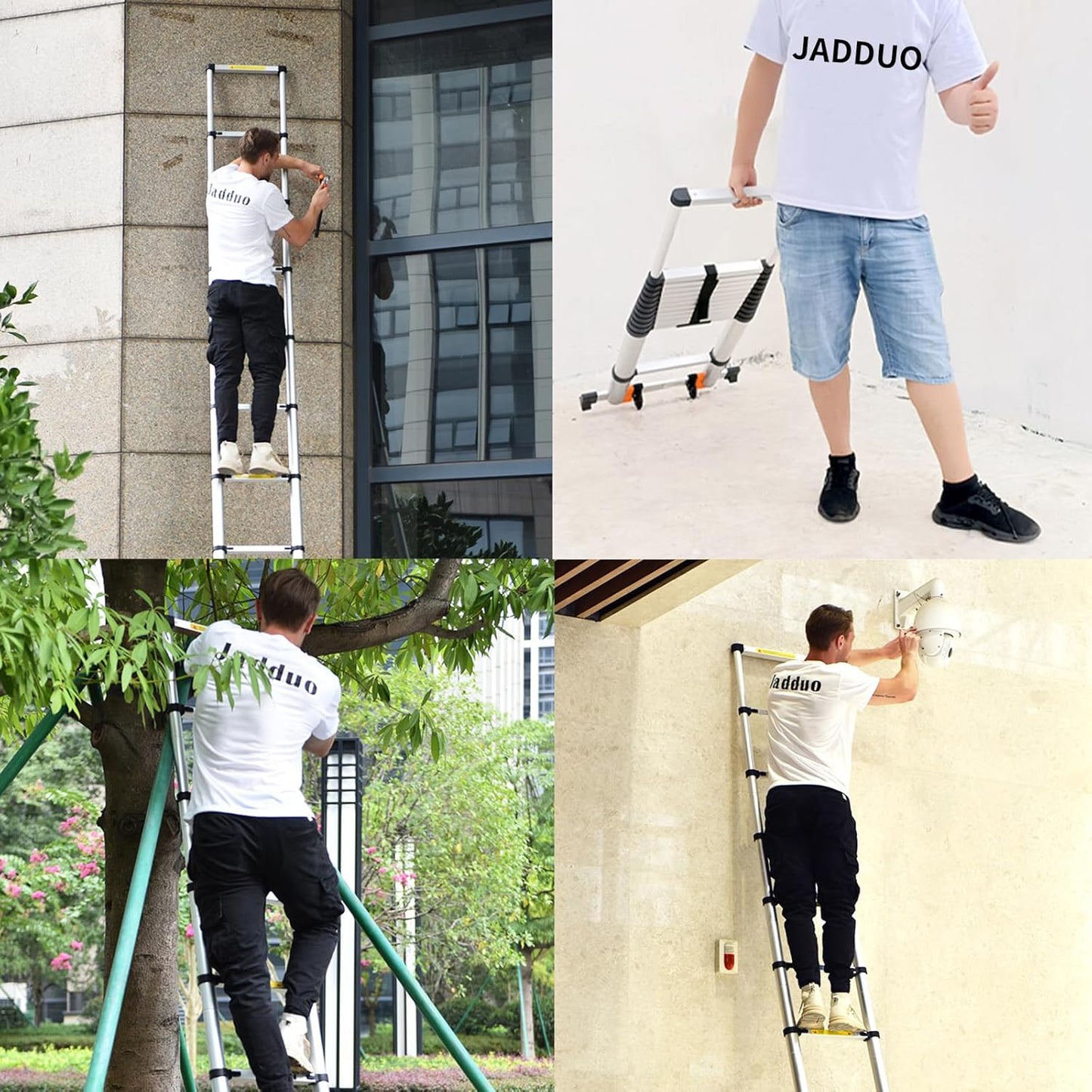 8.5 FT Telescoping Ladder - Lightweight Aluminum Extension Ladder with Stabilizers for Home & RV Travel