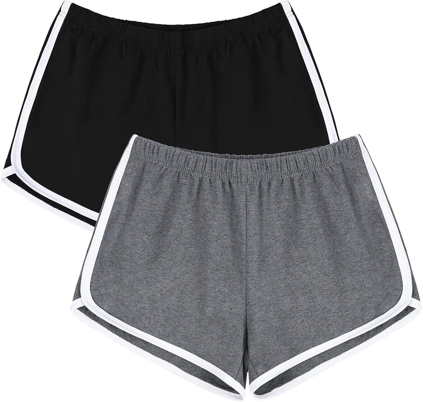 URATOT Women's Active Dance Shorts - Elastic Cotton Gym & Yoga Wear, Pack of 2