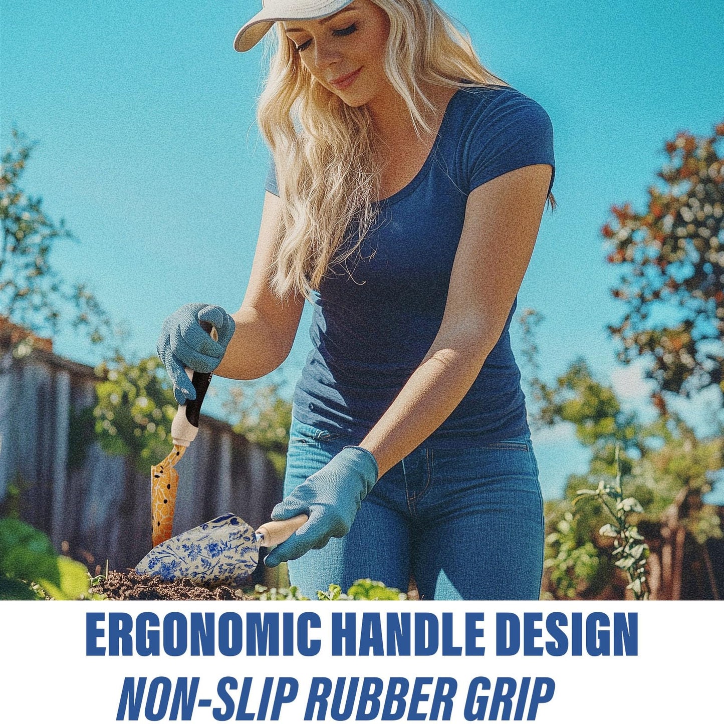 Aimerla Gardening Tool Set of 5 Heavy Duty Aluminum Garden Tools with Non-Slip Rubber Grip, Fashion Garden Bag, Durable Hand Tools for Gardener, Weeding, Gardening Gifts for Women,Men - Floral