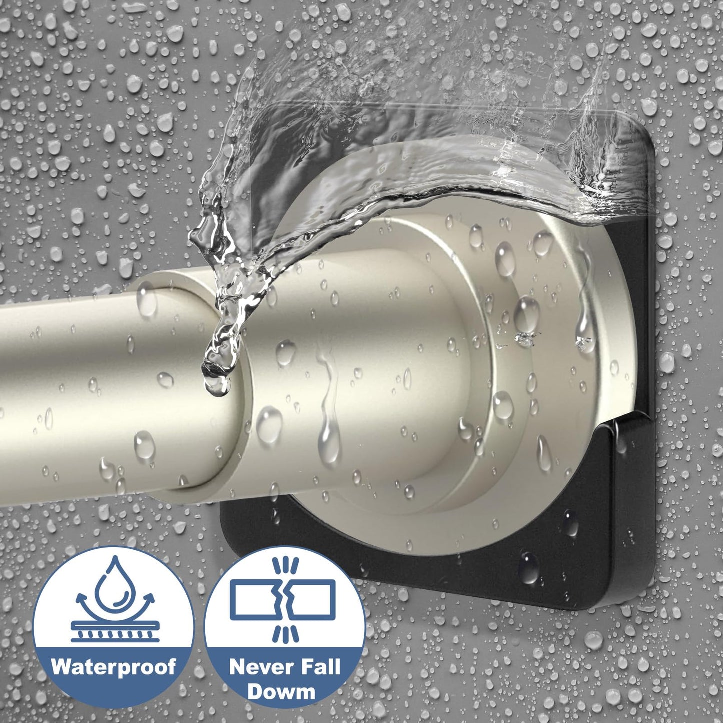 2 Pack Adhesive Shower Rod Holders, Black Transparent Rod Retainer | Never Fall Down Shower Tension Rod Holders for Wall(Rod Not Included)