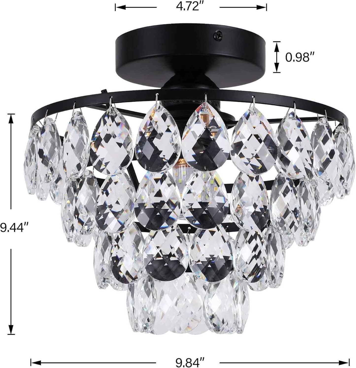 Gold Crystal Mini Chandelier - Modern Flush Mount Ceiling Light for Hallway & Bedroom