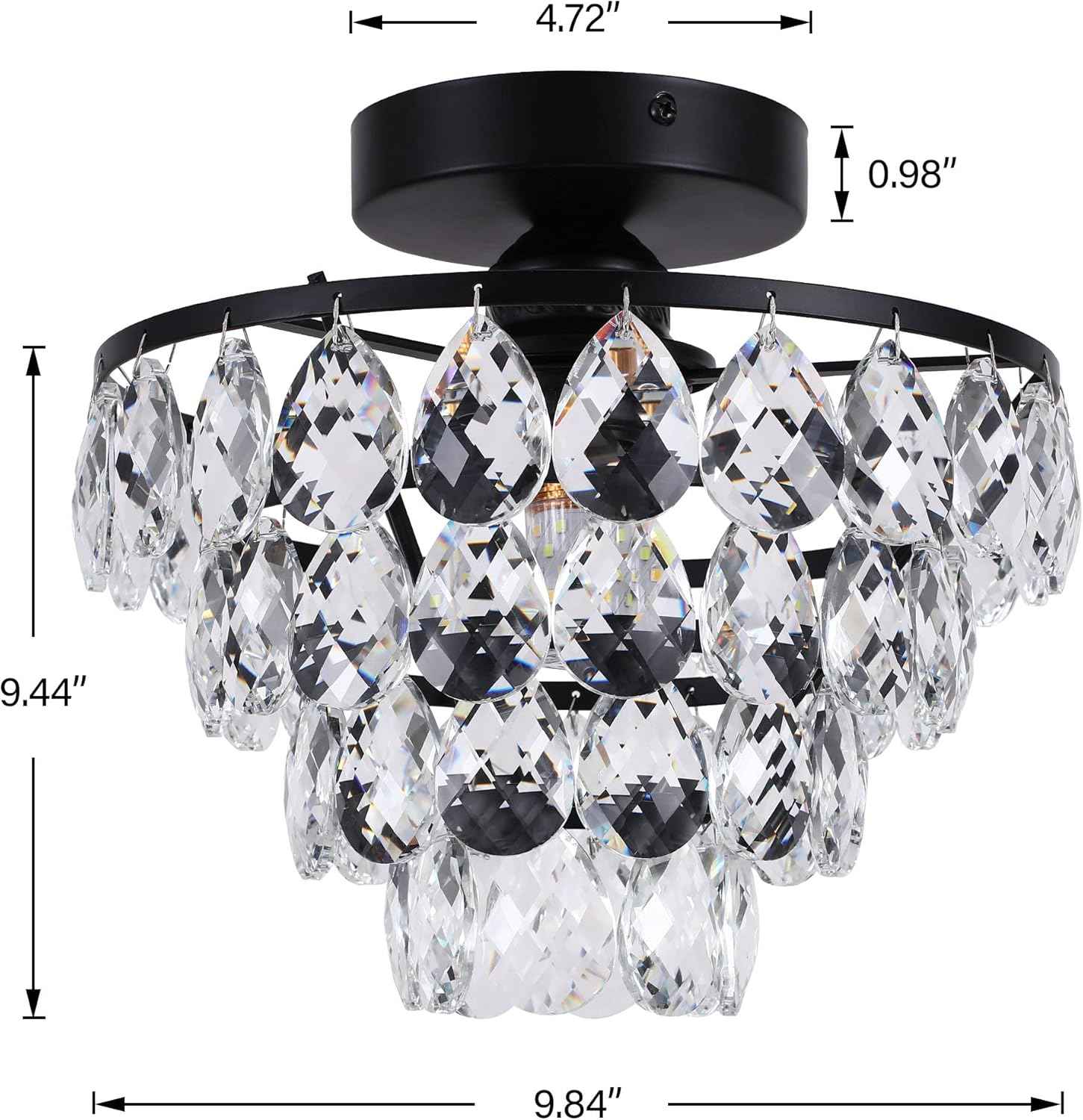 Gold Crystal Mini Chandelier - Modern Flush Mount Ceiling Light for Hallway & Bedroom