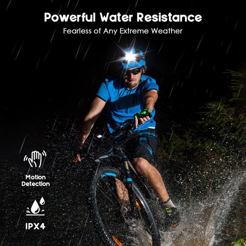 Elmchee Rechargeable Headlamp 2 Pack, 2500 Lumen Bright 5 LED Headlight, 7 Modes Adjustable Motion Sensor, USB-C Waterproof Head Flashlight, Outdoor Hiking Camping Fishing (5 Led Headlamp)