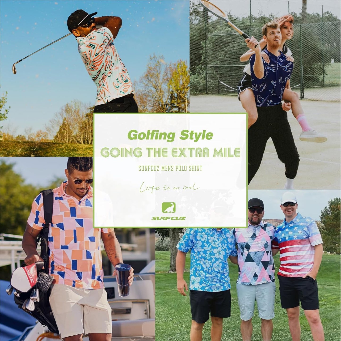 Surf Cuz Golf Shirt - Moisture-Wicking Men's Dry Fit Polo | Short Sleeve Performance with 4-Way Stretch