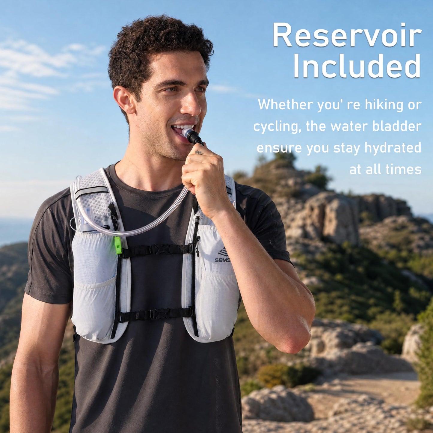 Semsty Hydration Vest 5L,Running Vest Pack with 1.5L Water Bladder,Lightweight Water Backpack for Hiking Running Cycling