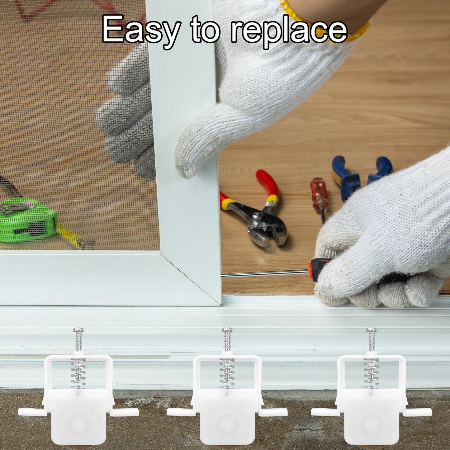 4pcs Sliding Screen Door Rollers, 1in Spring Loaded Rollers Replacement Roller Assembly with Carbon Steel Ball Bear Replaces B646 B737 B691 B695 Door Wheels