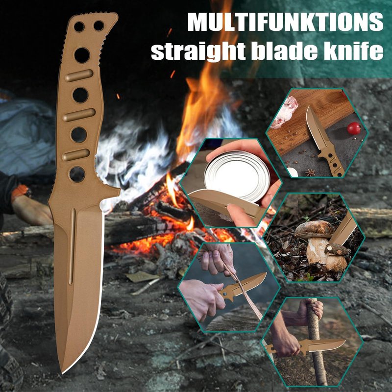 KNYXPP Fixed Blade Knife With Kydex sheath, 375 Full Tang Camping Knife With Sheath For Hiking, Outdoor, Hunting, Survival, Camping