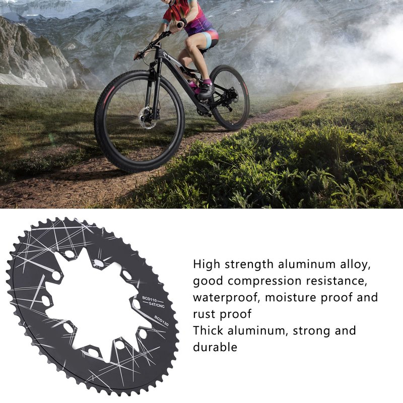 Oval Chainring, Enhanced Power Transfer Narrow Wide Chainring 110/130mm BCD 54T for Road Cyclists 7 8 9 10 Speed Bikes Maintenance and Spare Parts