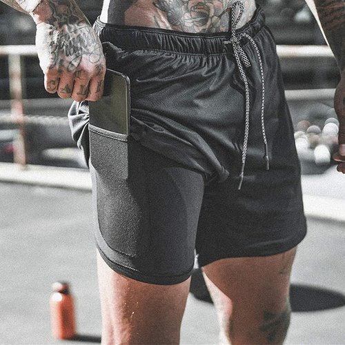 Leidowei Men's 2-in-1 Workout Running Shorts - Lightweight Training Gym Shorts with Zipper Pockets | 7" Length