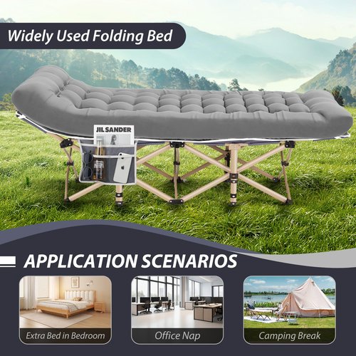 Candockway Folding Camping Cot with Comfy Mattress(Grey),600LBS(Max Load),Portable Cot Bed for Adults Include Carry Bags,28" Wider Sleeping Cots for Home,Office Nap,Outdoor Travel Camp Beach