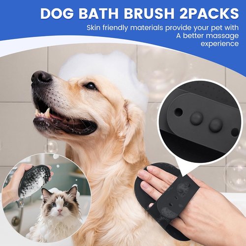 Double-Sided Pet Grooming Rake - 4-in-1 Professional Grooming Kit for Dogs & Cats | Extra-Wide Dematting Tool (4PCS, Black)