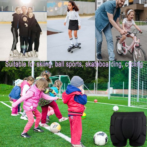 DBaoXiaoMu Kids Padded Shorts-HIPS Protective Pads Shorts for Snowboard Ski Skating Cycling,3D Protection for Butt and Tailbone Black