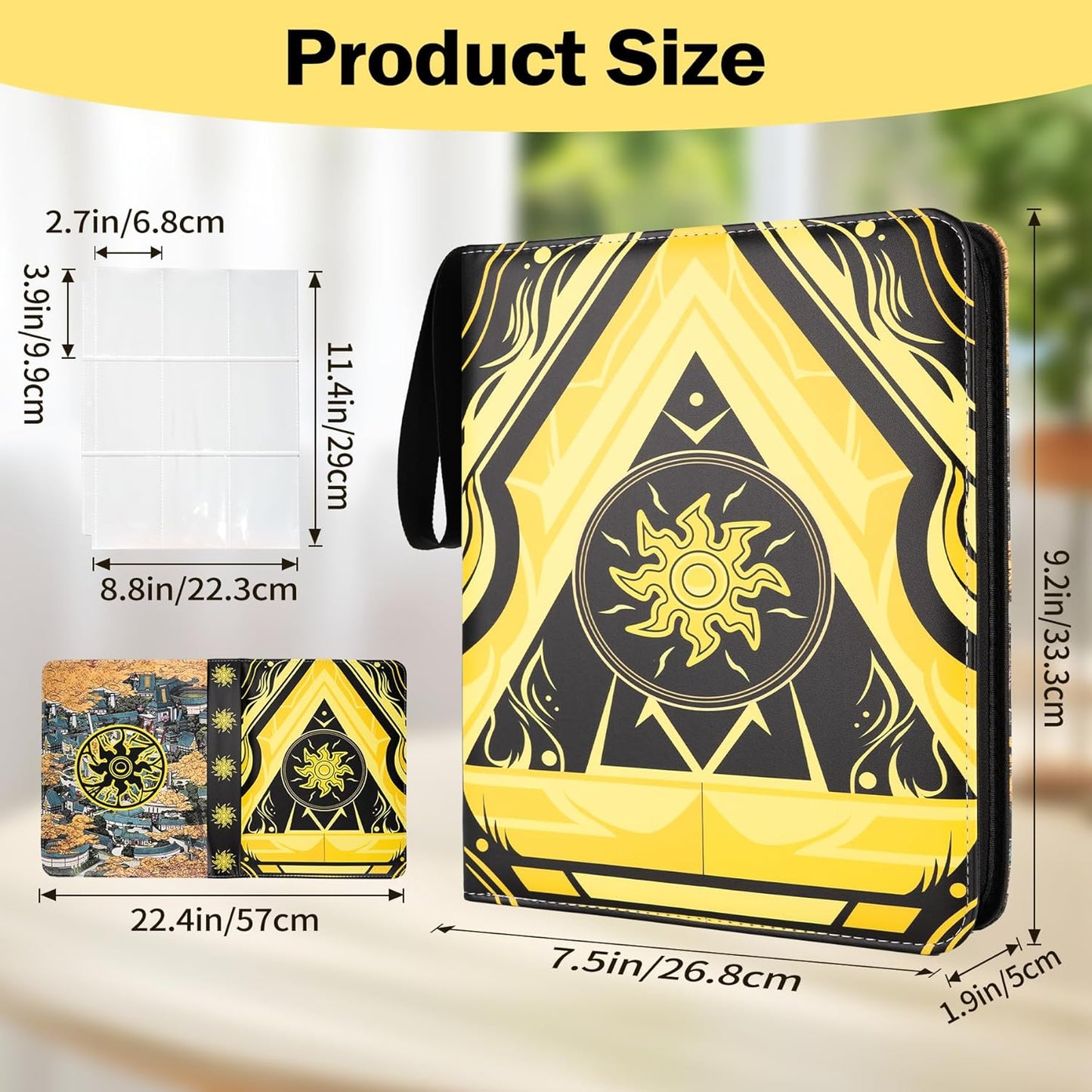 Skiennix 9-Pocket Card Binder - Premium Collector Book for MTG/YGO/PTCG | Holds 900 Cards (Yellow)