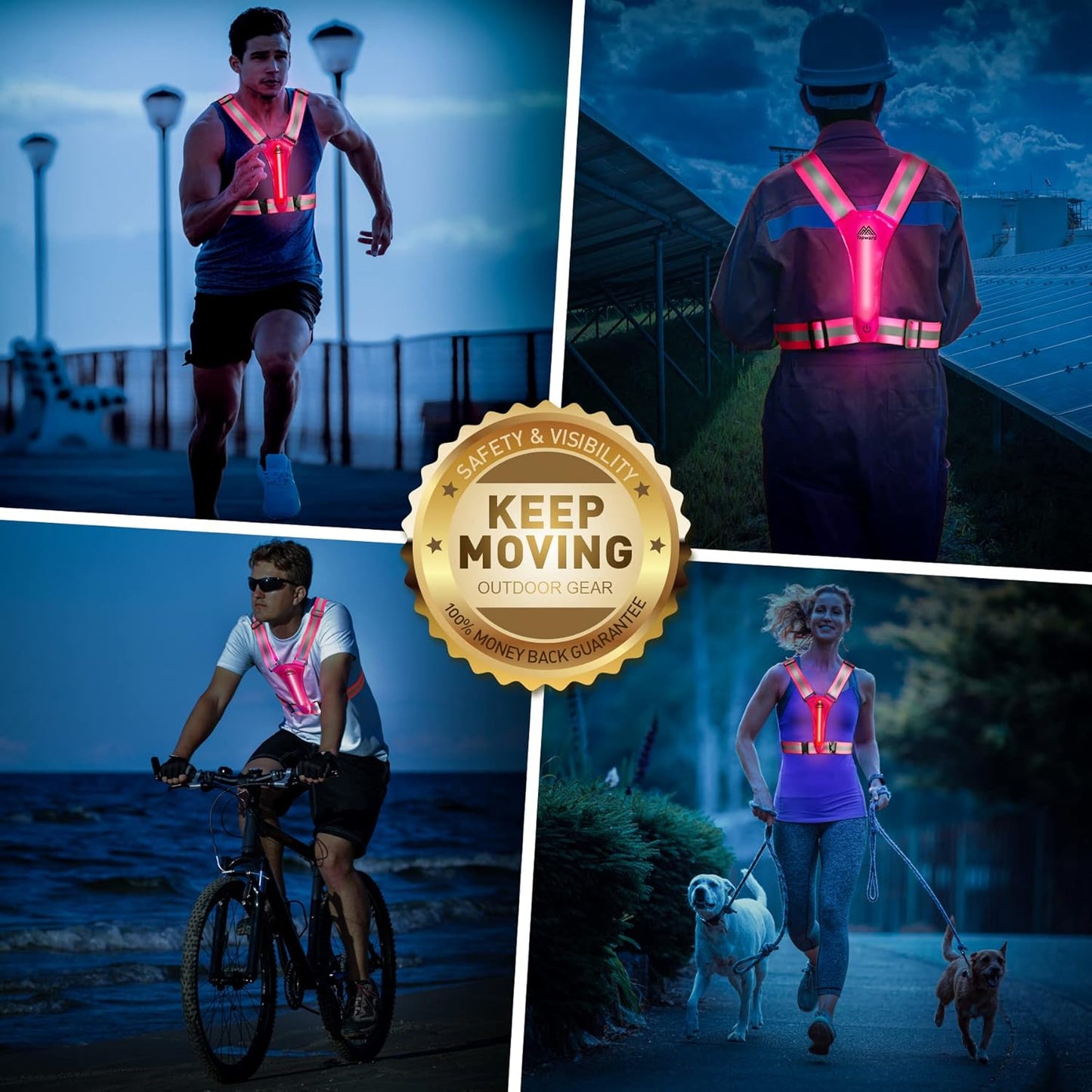 Skiennix LED Reflective Vest - High Visibility Safety Gear for Night Walking & Cycling | Lightweight & Comfortable