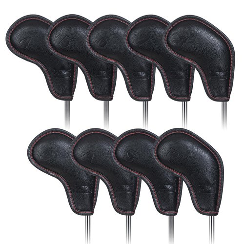 Craftsman Golf Magnetic Headcover Set for Golf Iron Headcovers Black 9pcs Understated with Debossed No.