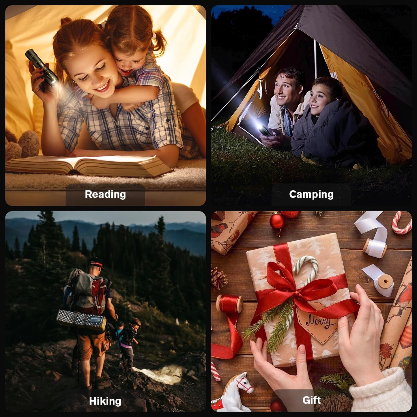 LED Flashlights High Lumens 4 Pack, Powerful Tactical Flashlight With 3 Modes, Pocket Small Flash Light, Waterproof Zoomable Flashlights for Home Emergencies, Camping Essentials (Battery Included)