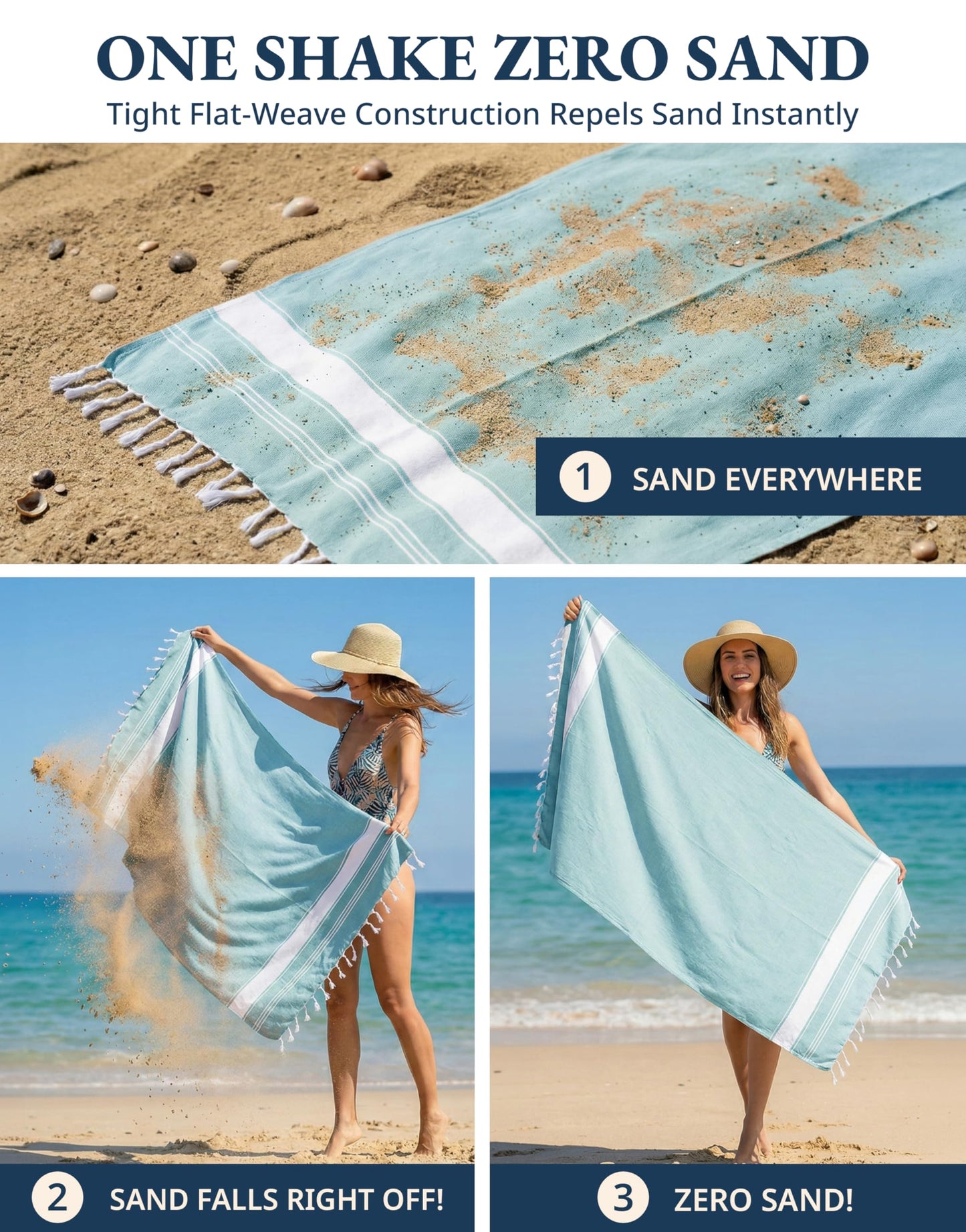 LANE LINEN Oversized Beach Towel - Beach Towels 4 Pack, Pre-Washed Pool Towel, Extra Large Beach Towel, Quick Dry & Sand Free, Lightweight Travel Towel, 39"x71" - Aqua