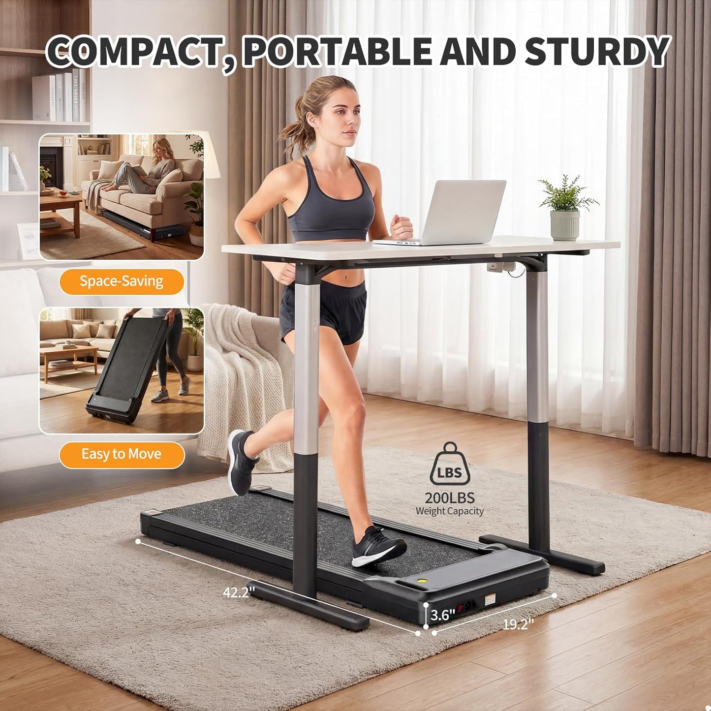 NEWBULIG Under Desk Treadmill - Portable Electric Walking Pad with Remote Control | Quiet Home Fitness Machine
