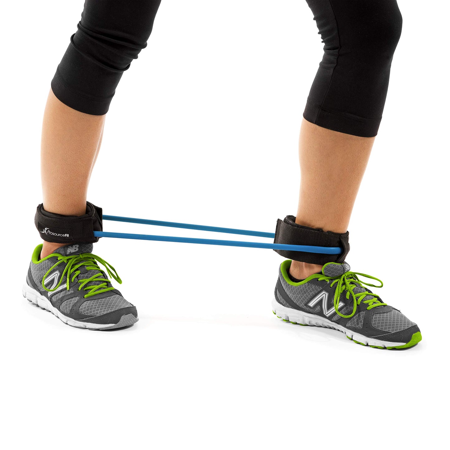 ProsourceFit Leg Resistance Exercise Band Heavy Duty Tube, 15-20 pounds with Padded Ankle Cuffs for Lower Body Workouts