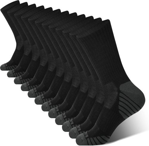 BAMBOO COOL Men's Athletic Crew Socks - Cushioned, Moisture-Wicking, Breathable Arch Support | 6-Pack