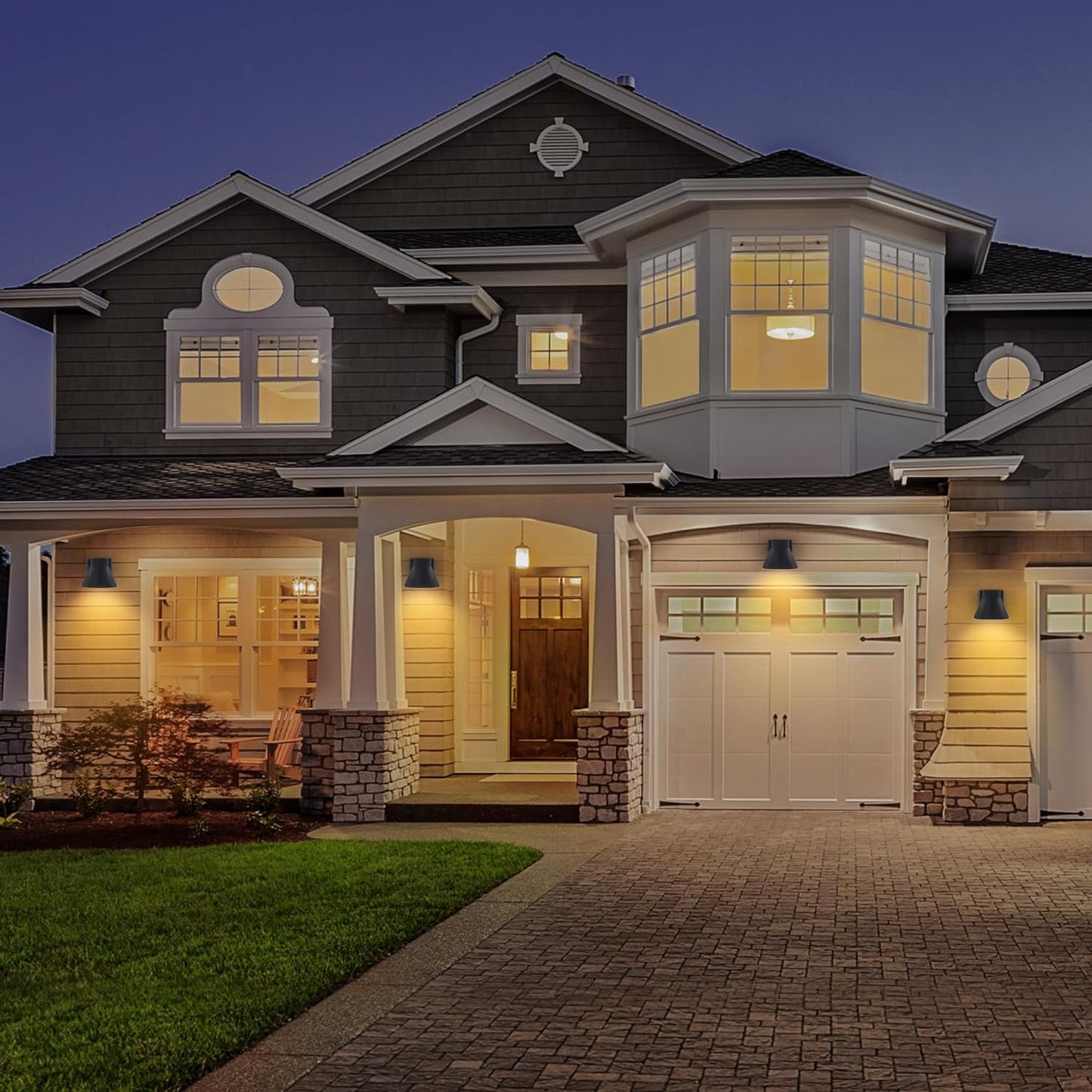 LED Outdoor Wall Lights - 2 Pack Black Waterproof Lanterns for Porch, Patio & Garage
