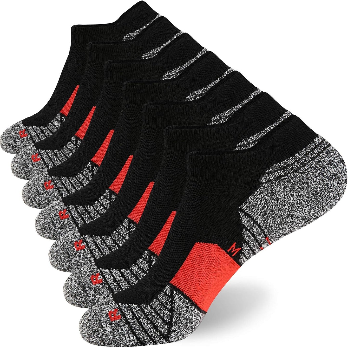 WANDER Men's Athletic Running Socks - 7 Pairs of Thick Cushion Ankle Socks | Low Cut Sizes 6-14