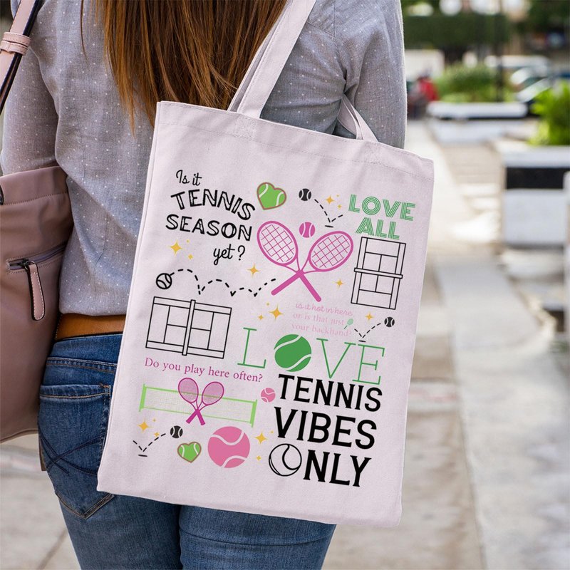 WCGXKO Tennis Team Gift Tennis Player Tote Bag Sport Lover Merch (Tennis tote)